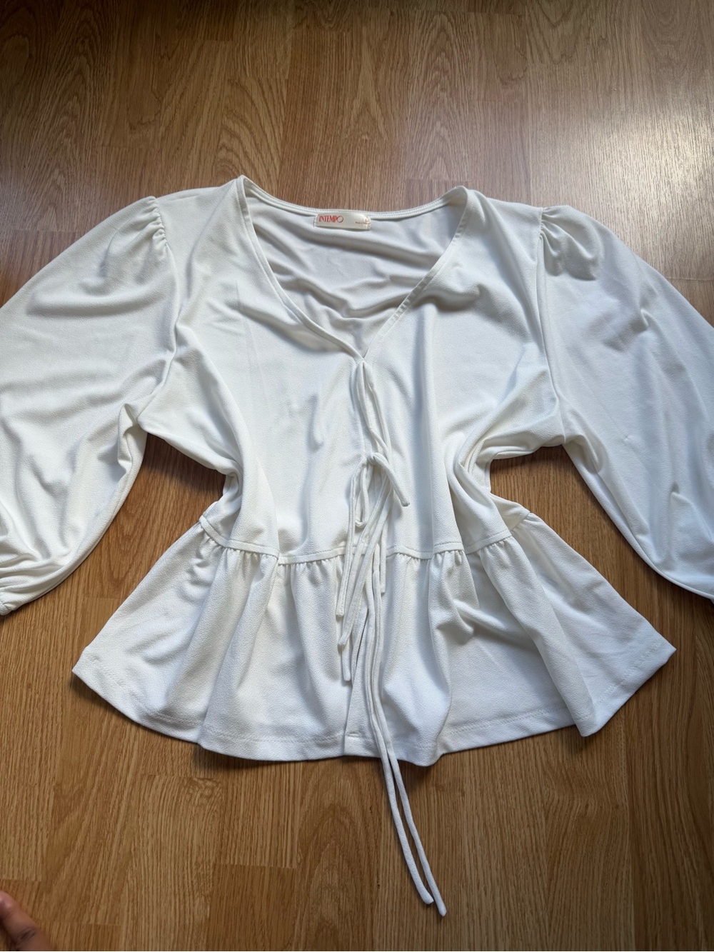 White Peplum Tie-Front Blouse